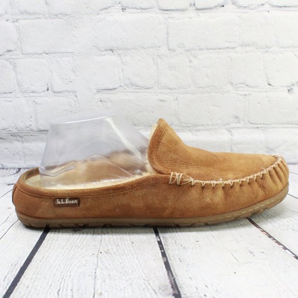 L.L. Bean Other - LL Bean Brown Suede Wicked Good Scuffs Shearling Lined Slippers Size 11 M